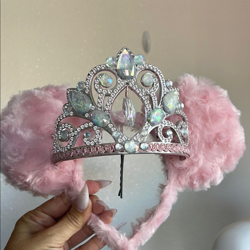 Pink Furry Tiara mouse ears Hat for girls